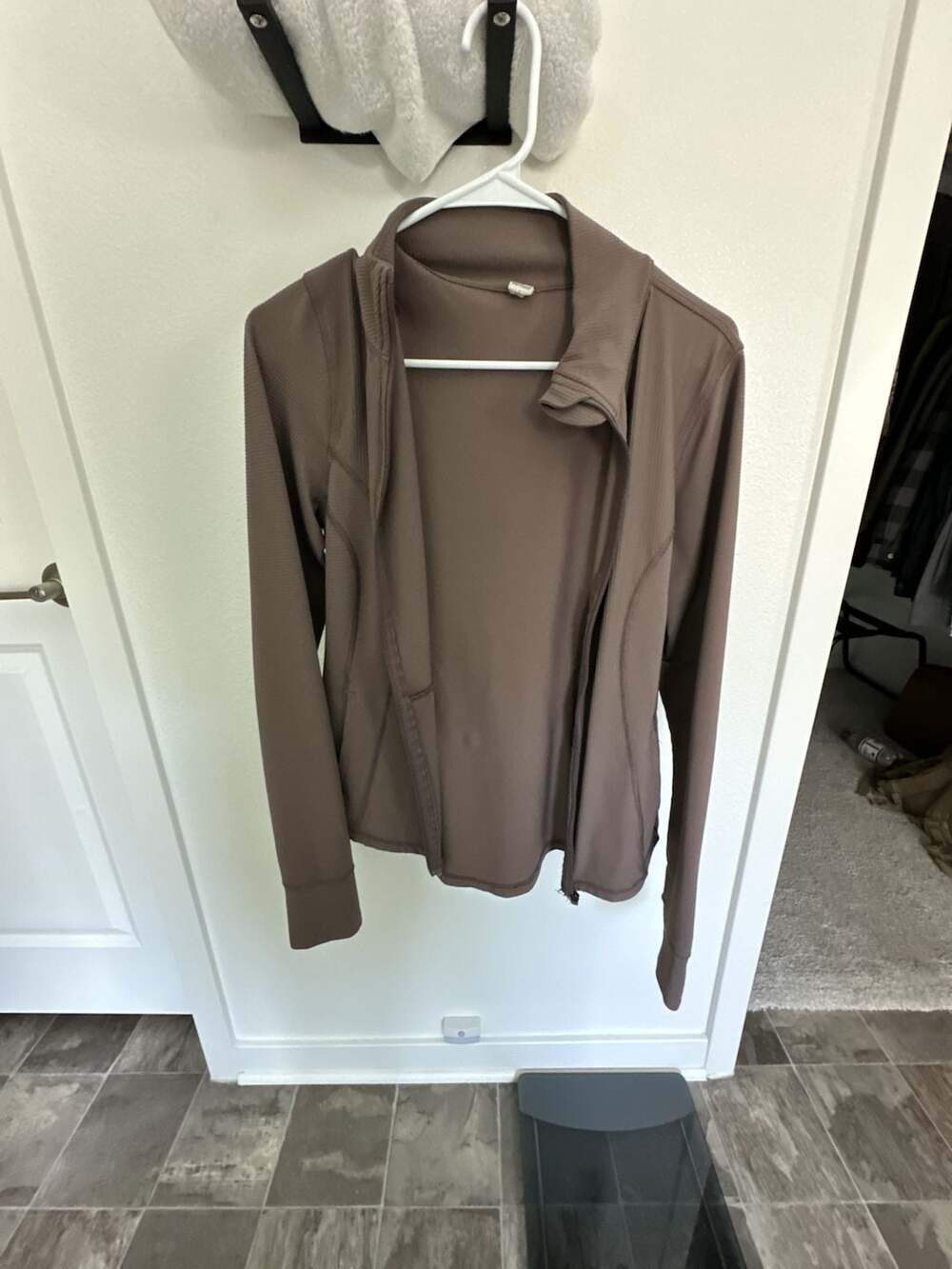 90 Degree by Reflex Zip Jacket Size L Brown Ribbed Athletic